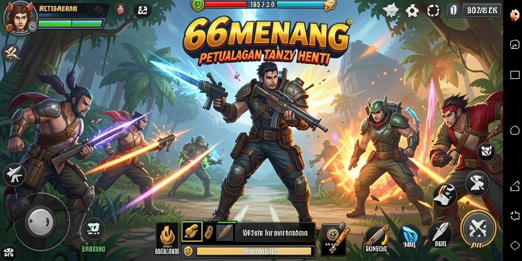 Tampilan gameplay 66MENANG yang mendebarkan dan penuh aksi.