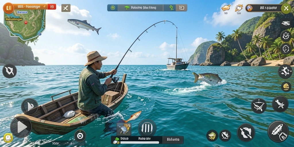 Tampilan gameplay menarik dari 8II saat menangkap ikan.
