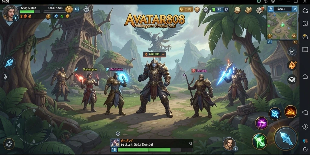 Screenshot AVATAR808 menampilkan pertempuran intens di dunia SLG.