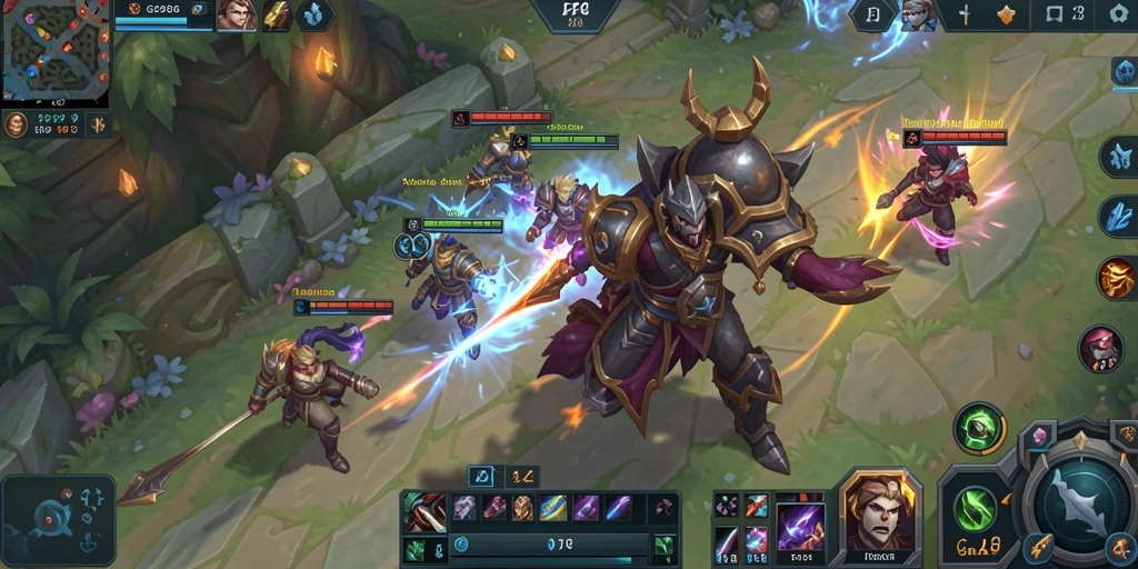 Tampilan gameplay GG288 yang penuh aksi dalam pertarungan MOBA.
