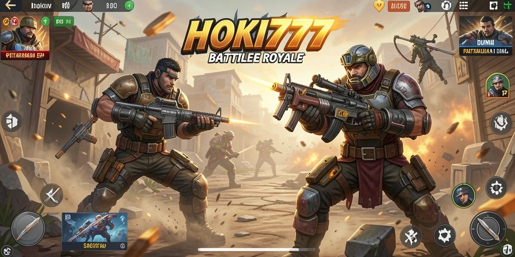 Tangkapan layar HOKI777 menampilkan suasana pertarungan intens Battle Royale.