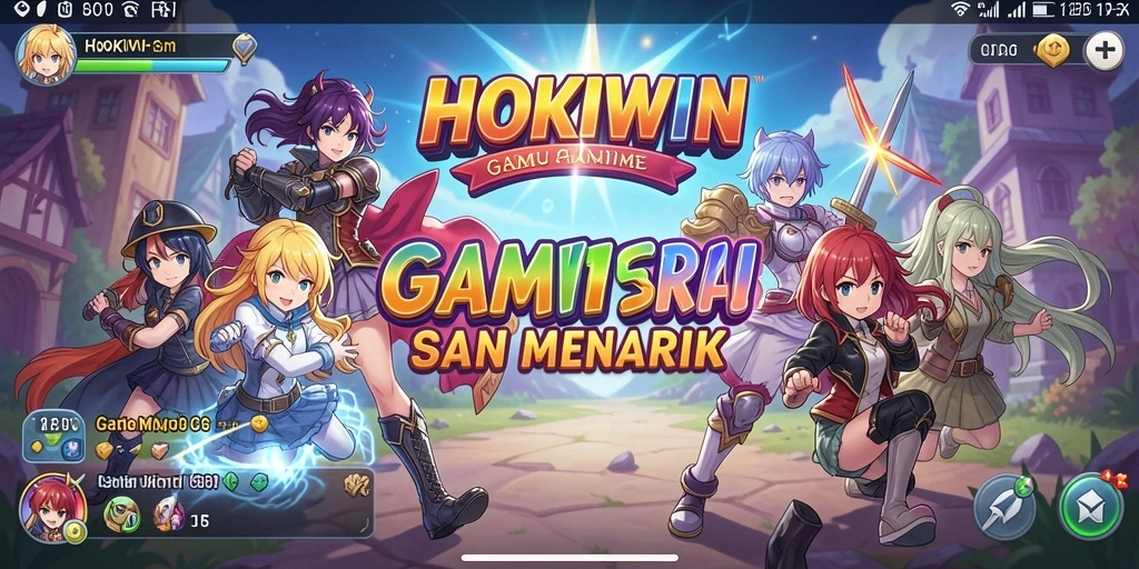 Tampilan gameplay HOKIWIN yang penuh aksi dan karakter Anime.