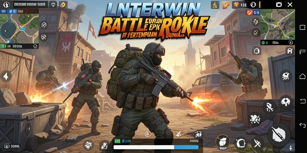 Menampilkan gameplay mendebarkan dalam LNTERWIN dengan aksi Battle Royale.