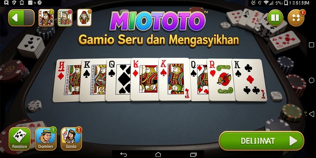 Gameplay MIOTOTO yang seru dan menantang dalam permainan domino.
