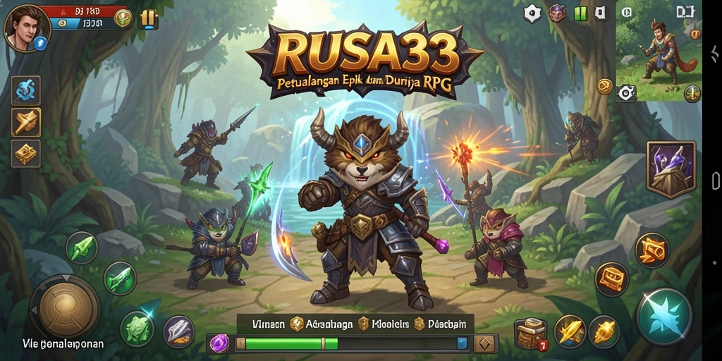 Screenshot menampilkan pertarungan epik dalam RUSA33, dengan grafis yang memukau.